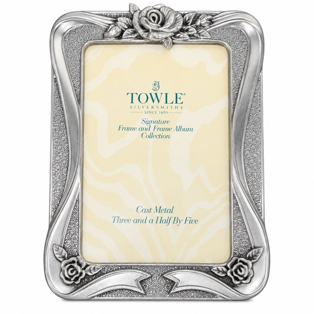 Towle Silversmiths Silver Roses 3.5" x 5" Whimsical Goth Coquette Frame
